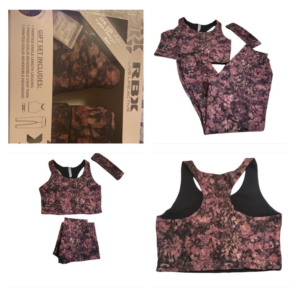 RBX 3PC Large Leggings, Crop Top, Headband Set Live.Life.Active size M